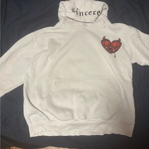 White Men's Sweater with Heart Design